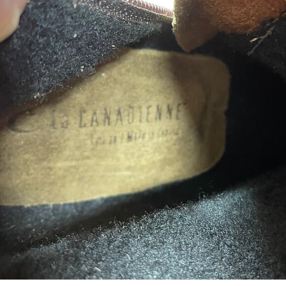 La Canadienne NWOB Krista Waterproof Suede Wedge Bootie Tan Size 7 Small Scuff - Picture 7 of 9